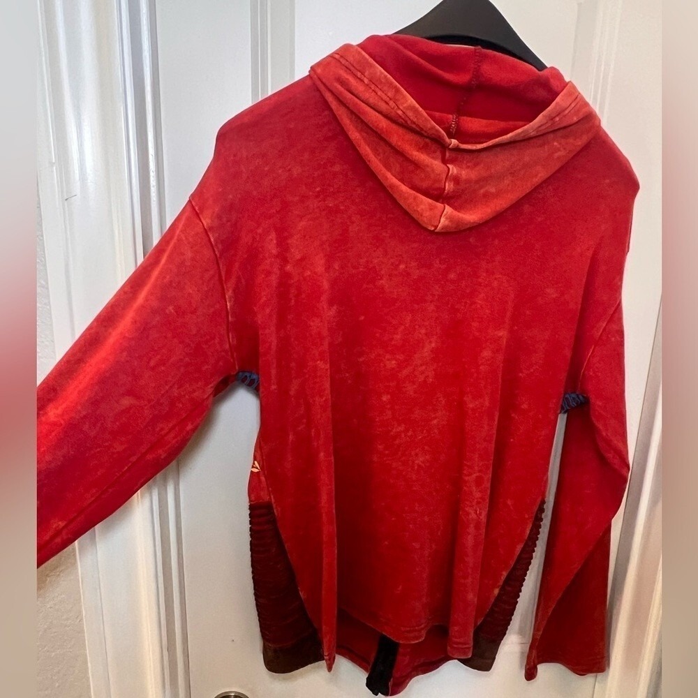 Rising International full zip‎ hooded jacket artsy whimsy boho unique women's L - Picture 6 of 8